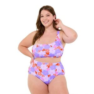 Ninety-Nine Kohls Floral Print Women's Swimsuit with Cutout Size 2XL NWT
